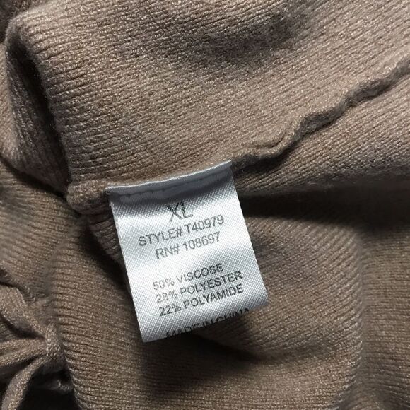 Blush pink taupe knit sweater with rhinestones and embroidery sleeve v neck XL - Picture 6 of 10